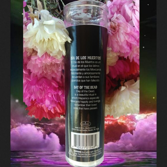 DAY OF THE DEAD NEW TALL GLASS VOTIVE CANDLE Halloween sugar skull - Picture 2 of 5